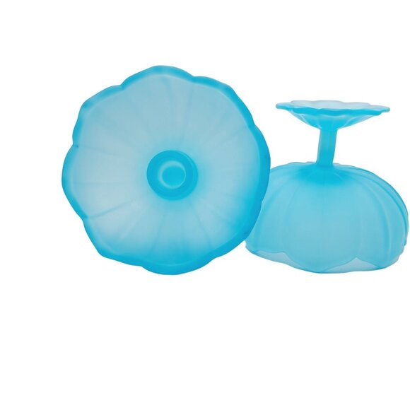 Westmoreland Lotus Blue Satin Mist Set of 2 Candle Holders Vintage Lovecore - Picture 3 of 12